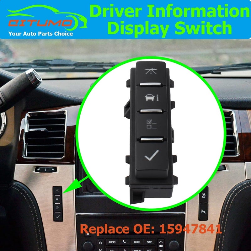 Citumo 15947841 Driver Information Display Switch Replacement for 2007-2014 Silverado Suburban Avalanche Express Savana Sierra Yukon XL Driver Information Center Swtich - Image 2